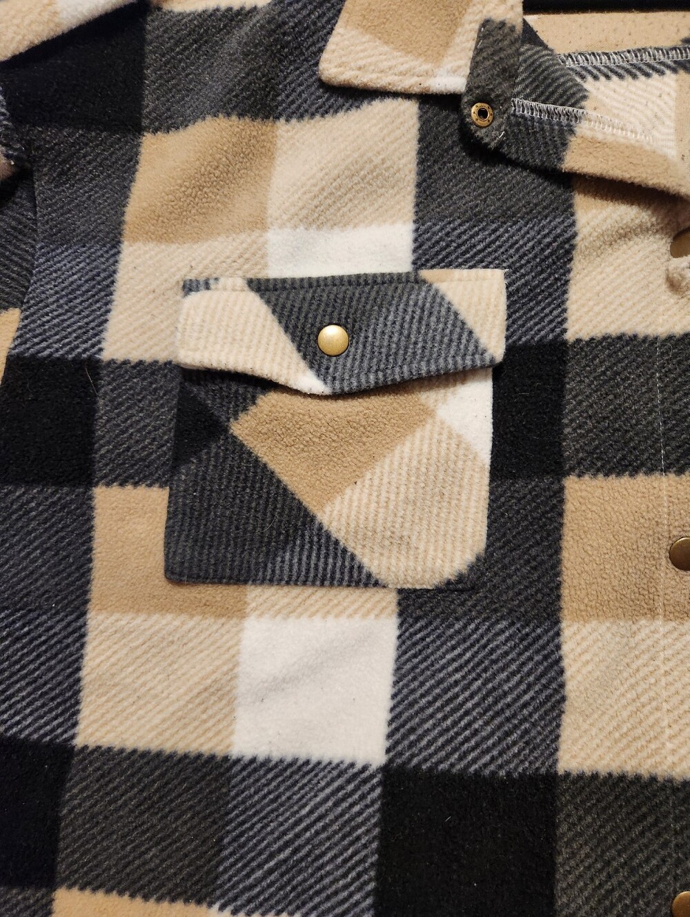 Sabrina Lauren Plaid Top Womens Size 3X Multicolor Button Snaps Pockets Fleece - Picture 4 of 8